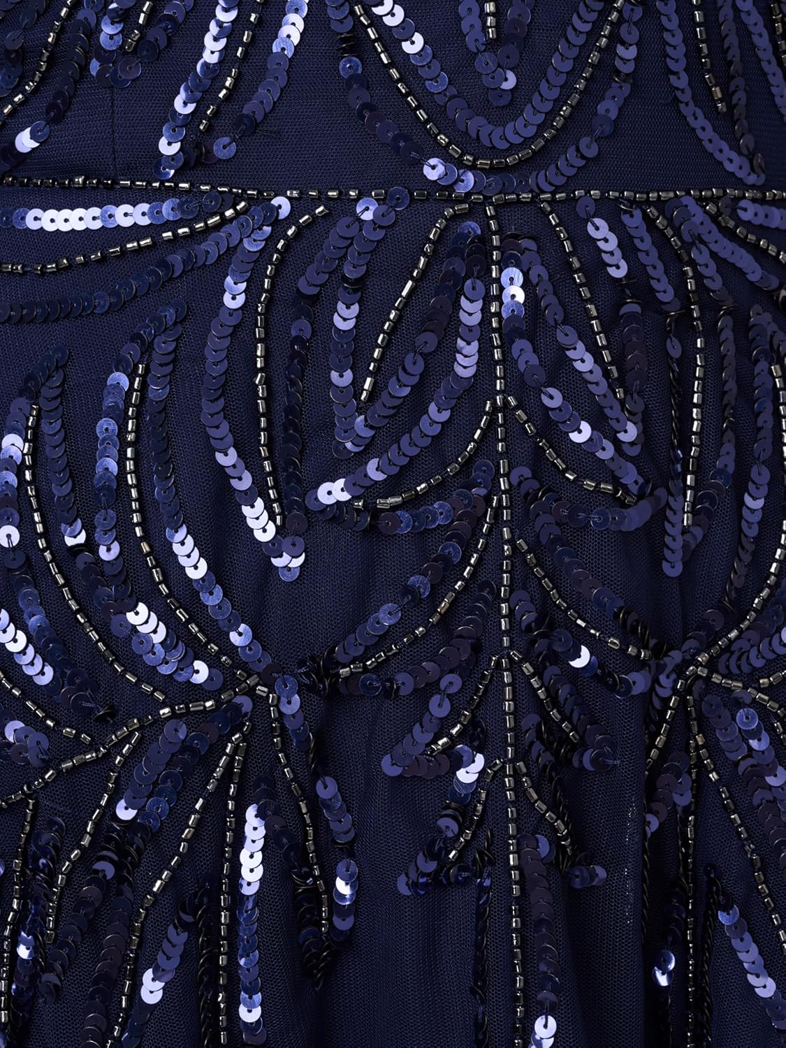 Adrianna Papell Beaded Mesh Long Dress, Green Slate - Image 3