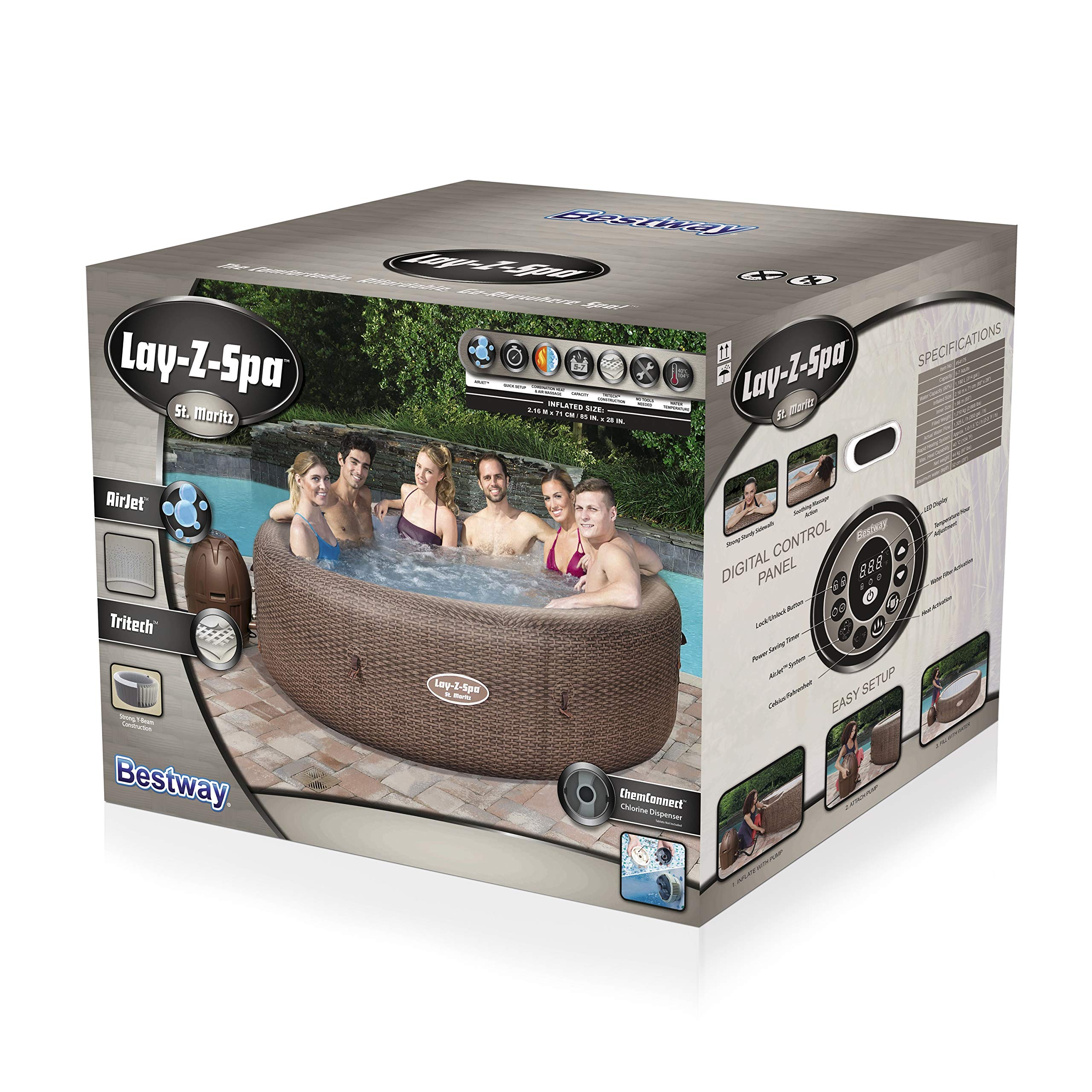 Buy LayZSpa St Moritz Hot Tub, 140 AirJet Massage System Inflatable