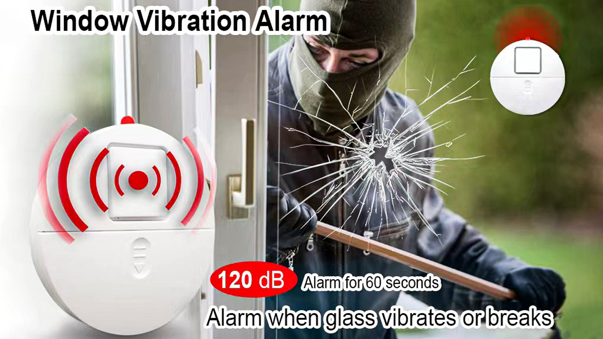 Amazon.com: Window Alarm System 4-Pack - Ultra-Loud 120dB Alarms with  Advanced Vibration Sensors - Window Security Alarms for Glass Break  Detection - Features Low Battery LED Indicator : Electronics
