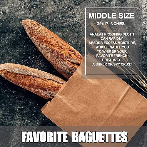Miniatura 7 de Anaeat Sartén antiadherente para pan de baguette francesa con tela gruesa profesional a prueba de masa, bandeja larga para hornear pan de masa madre