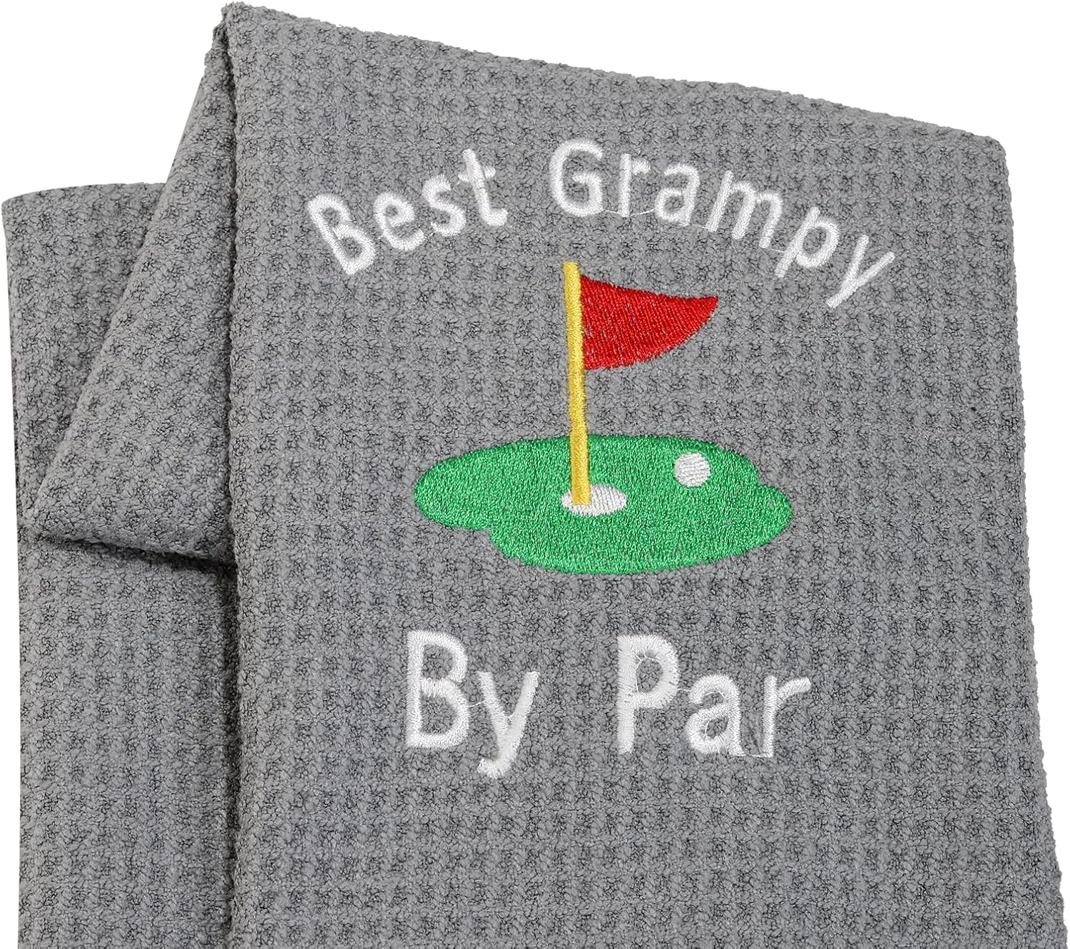 LEVLO Dad Golf Towel Embroidered Golf Towel Gift Golf Father Gift Best Pops/Grampy/Papaw/Opa by Par Golf Towel with Clip (Pops-Grey)