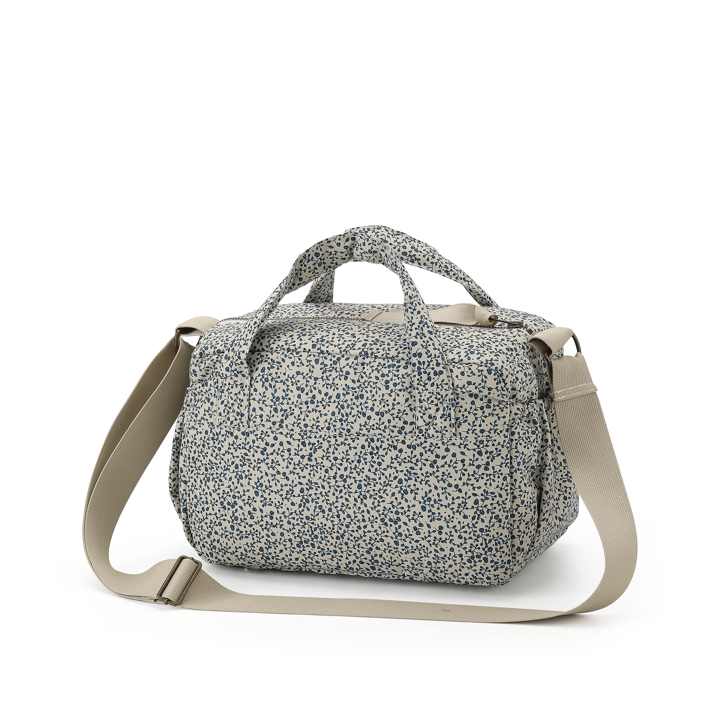 GSenhui Quilted Baby Changing Bag Tote Floral Nappy Diaper Bag Cute Mommy Bag Crossbody Wickeltasche (Blue-2) - Image 6