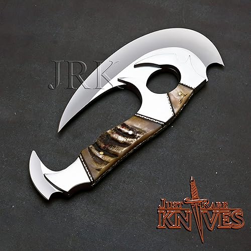 Miniatura 6 de Zymise TANGDIAABBCC JUSTRAREKNIVES USA Edición especial 8.75 Herramienta D2 hecha a mano de doble hoja personalizada D2 cuchillo vikingo de acero,