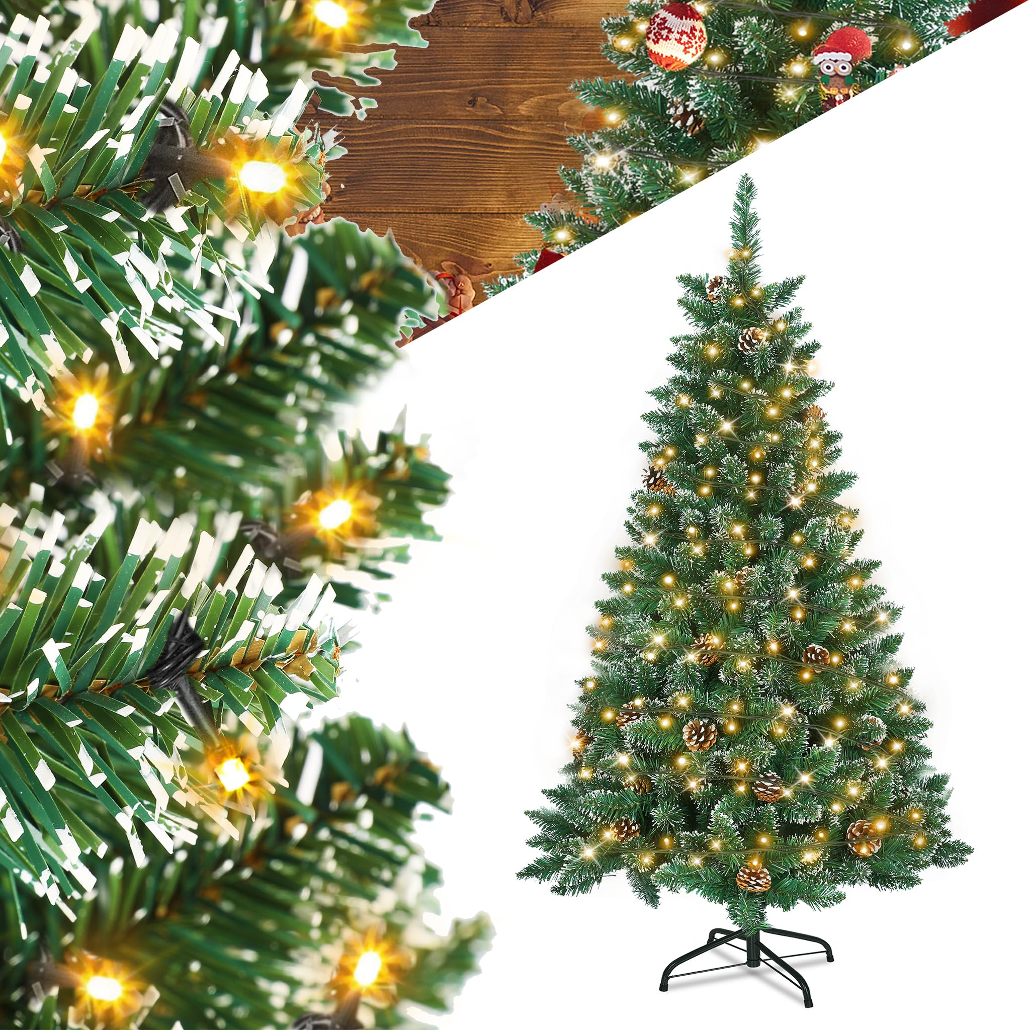 vidaXL Kunstkerstboom New York - 120 cm x 60 cm - met LED-verlichting - incl