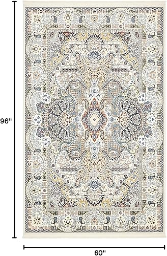 Miniatura 2 de Rugs.com Rabia Collection - Alfombra baja marfil de 5 x 8 pies, perfecta para dormitorios, comedores, salas de estar