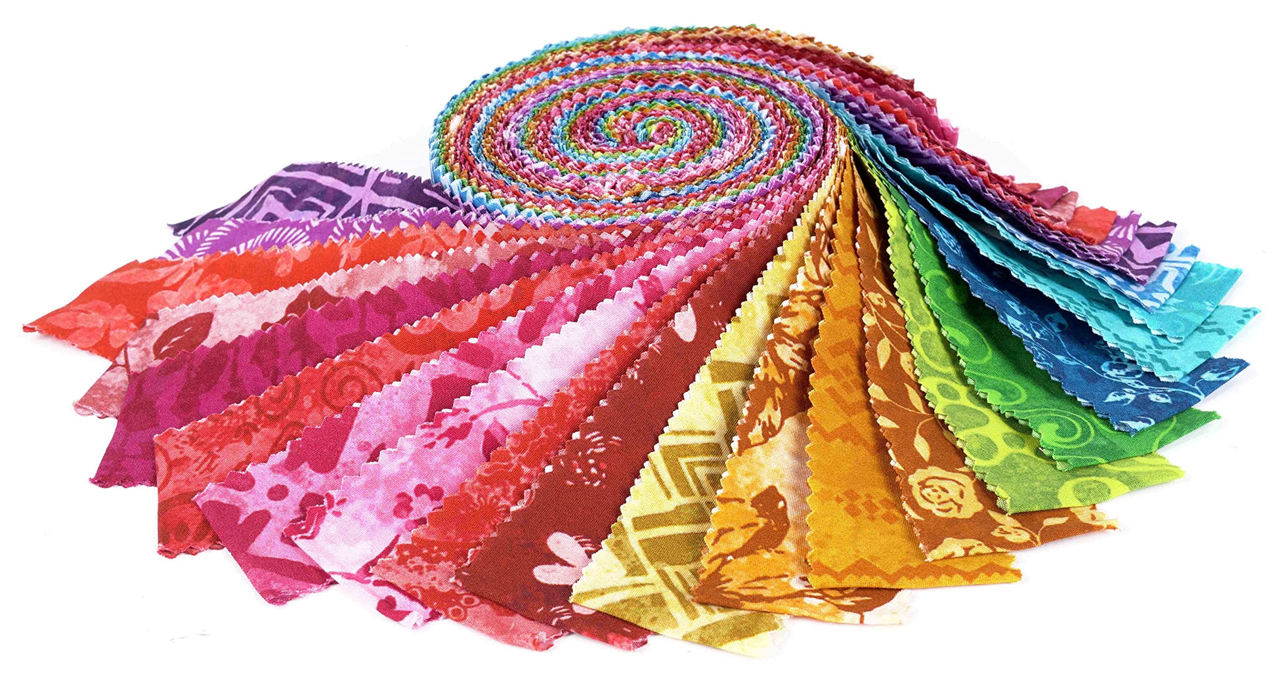 Soimoi 40Pcs Batik Print Precut Fabrics Strips Roll Up 1.5x42inches Cotton Jelly Rolls for Quilting - Red - Image 3