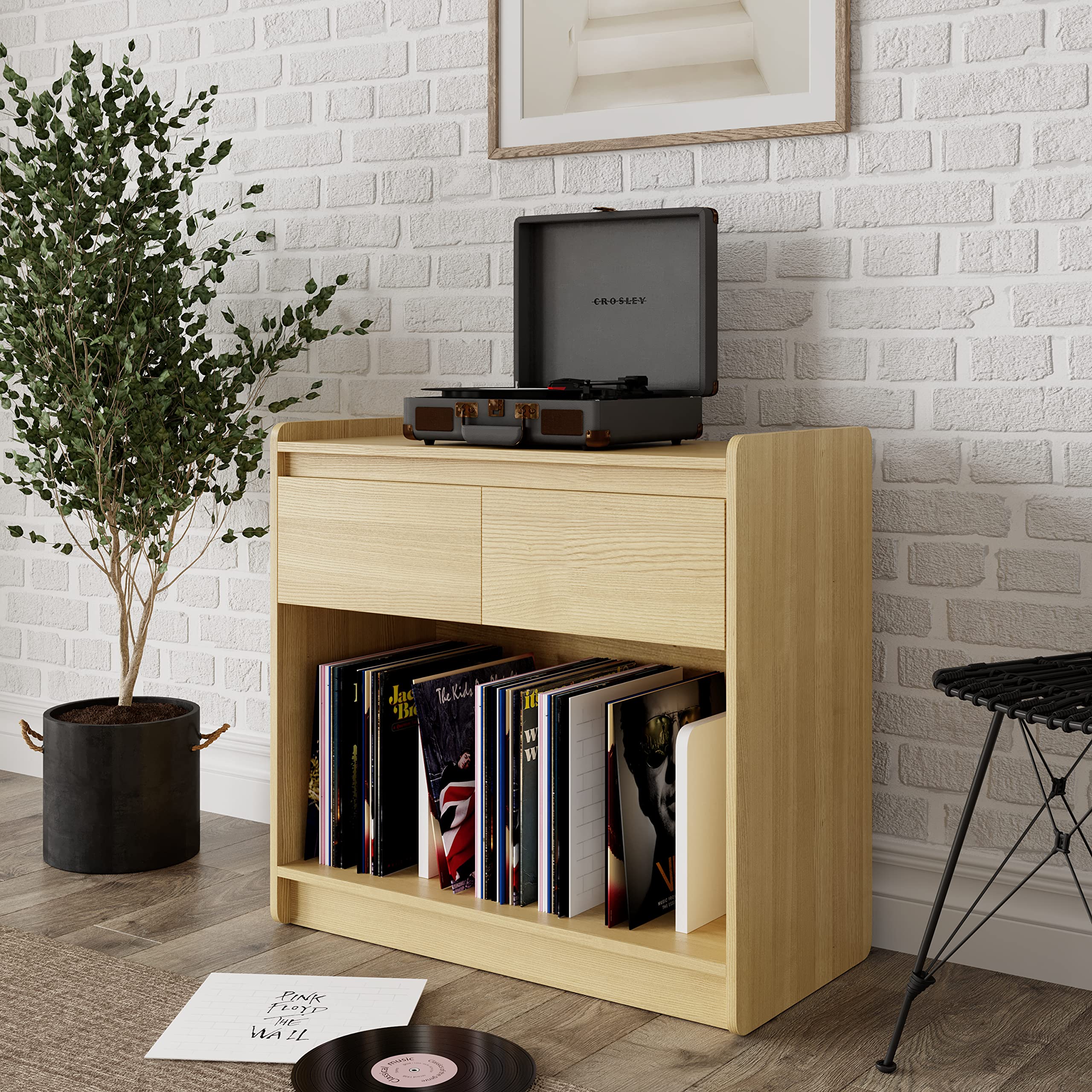 Alphason Oslo Plus Atts1102 Turntable Stand - Light Oak & White, Brown,White