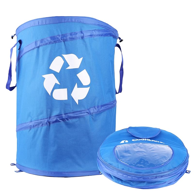 Lixeira dobrável pop-up para reciclagem Coghlan's com tampa de zíper, presilhas e pontos de ancoragem, 111,6 L