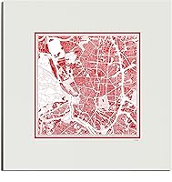 Vista 68 de O3 Design Studio Mapa de corte de papel Madrid negro mate de 20 x 20 pulgadas