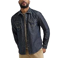 Wrangler Iconic Denim Regular Fit Snap Camicia a Bottone Basso da Uomo