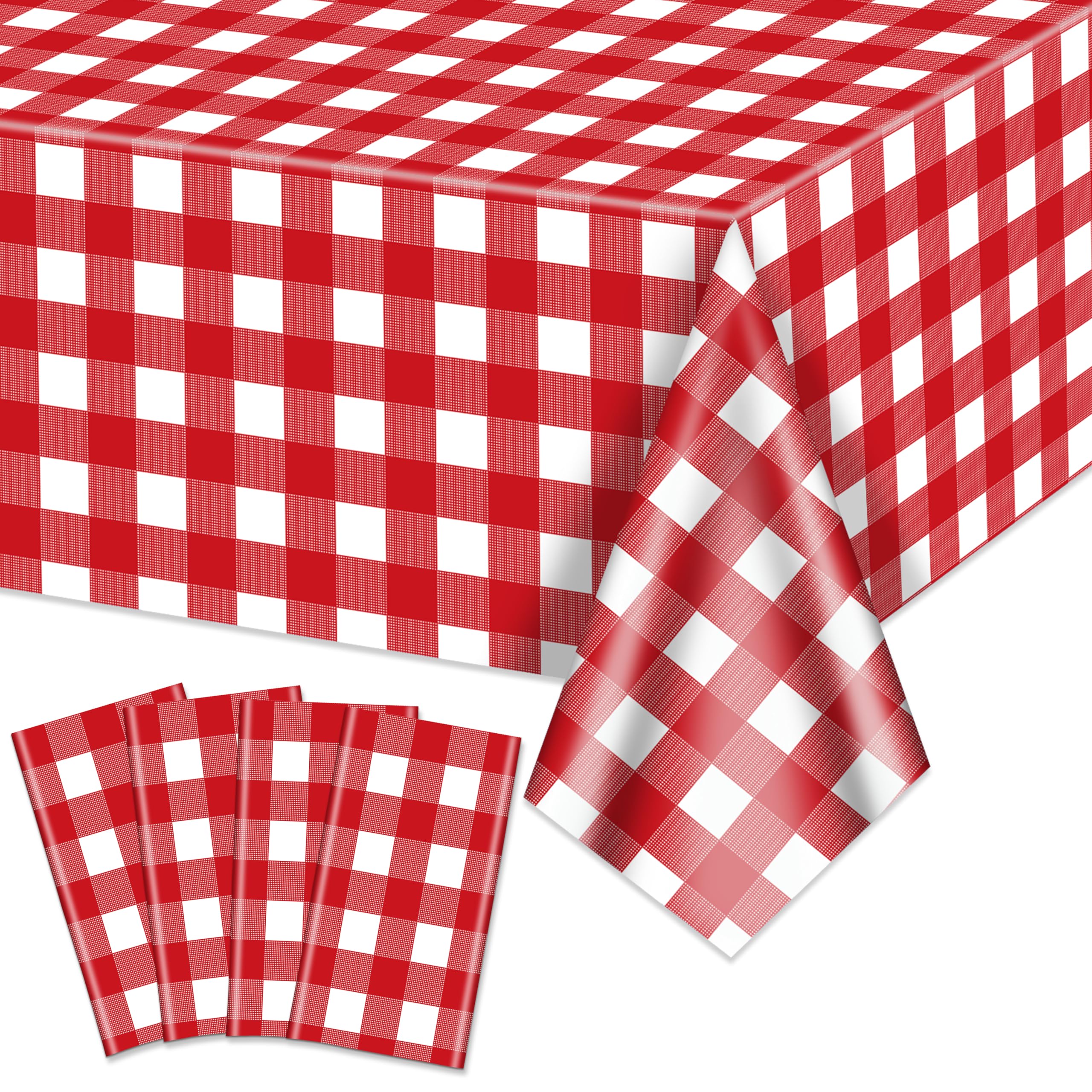 Tovaglie rosse a gingham impermeabili 219,96 x 129,53 cm rettangolari 4 confezioni