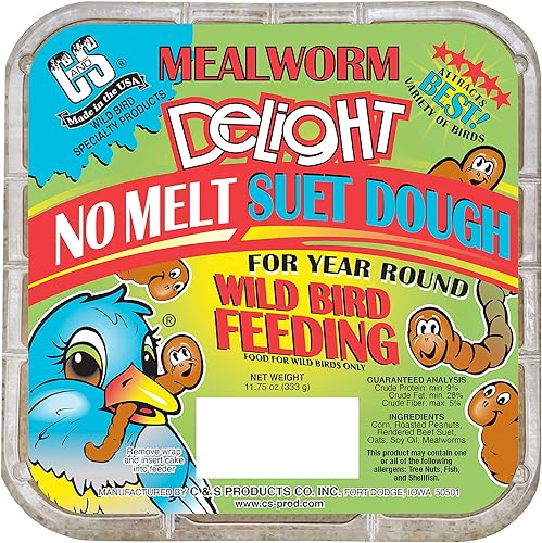 C&S Mealworm Delight, masa de sebo sin derretimiento, 11.75 onzas (paquete de 12)