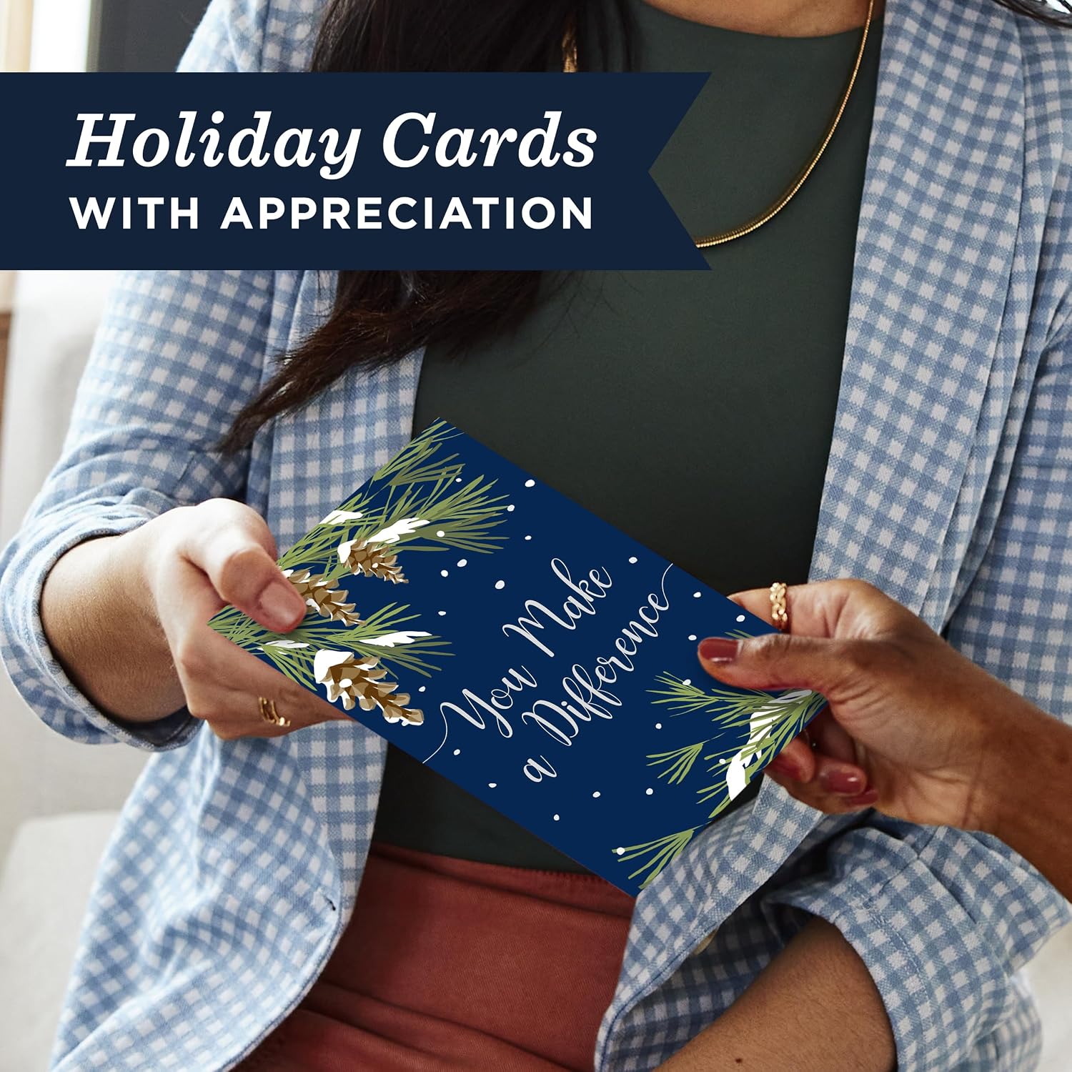Hallmark Business Bulk 25 Pack Company Holiday Cards for Employees & Customers (Winter Pine Cones), 5 x 7 Cards, Message Inside, Envelopes Included