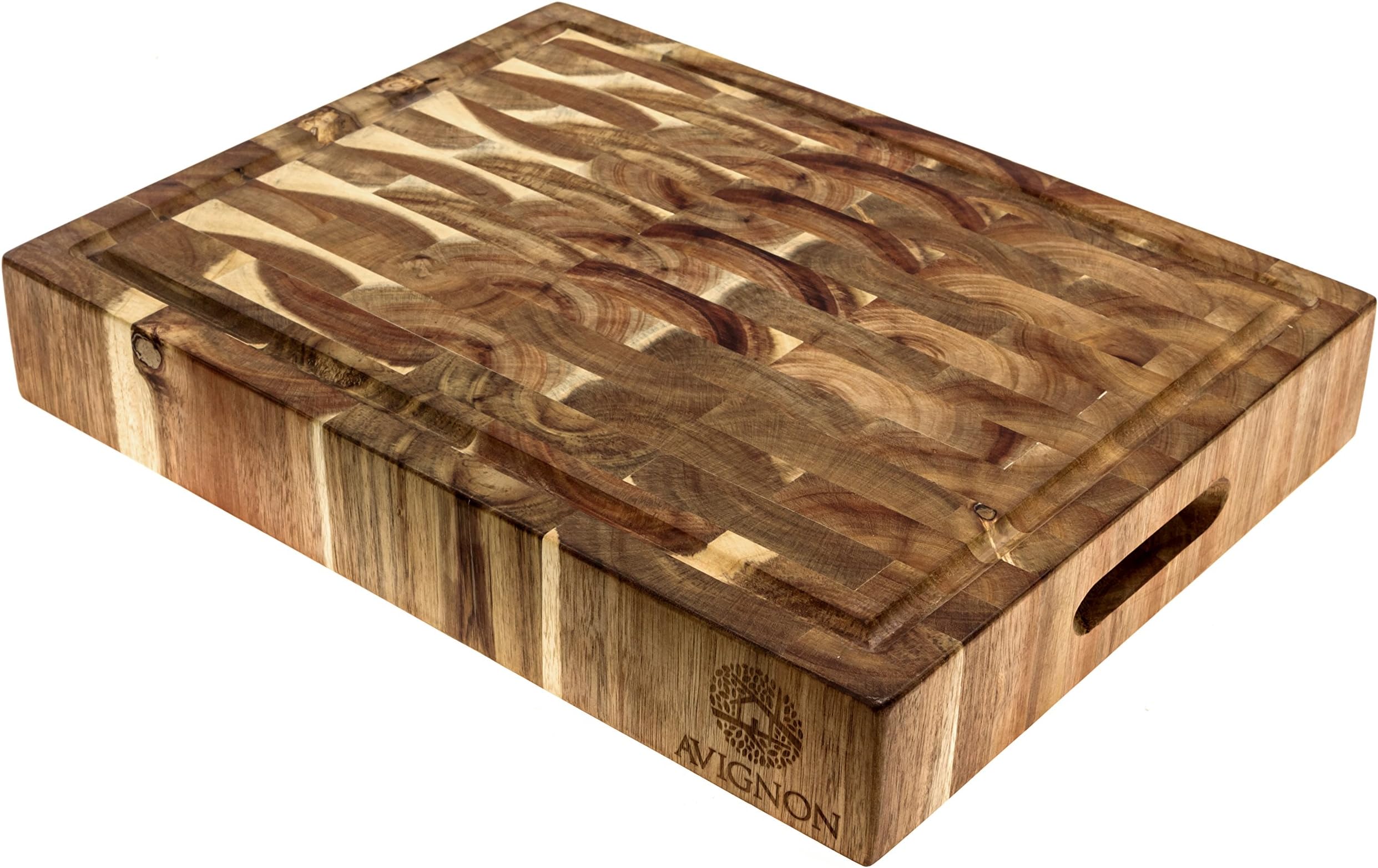 AVIGNON HOME Large End Grain Wooden Cutting Board Chopping Boards for Kitchen, Butcher Block Countertop, Prep Station, Serving Platter, Charcuterie Board 15 Inches x 12 Inches x 2.4 Inches