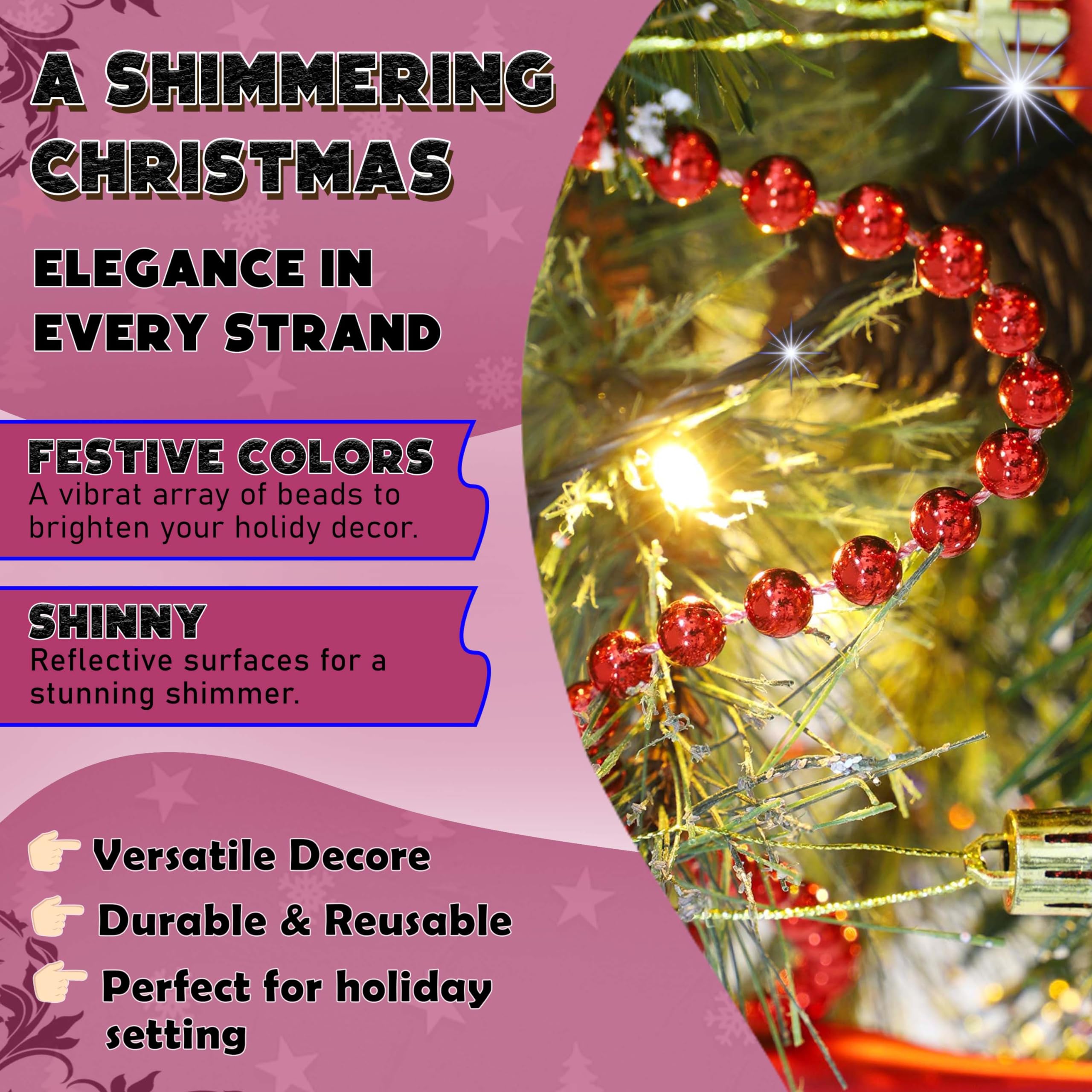 Oniissy Guirlande De Perles En Plastique Pour Sapin De Noël - 5 M