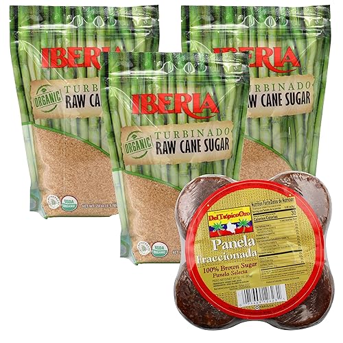 Iberia Panela Fraccionada, 32 onzas + azúcar turbinado orgánico Iberia 1.5 lb (paquete de 3)