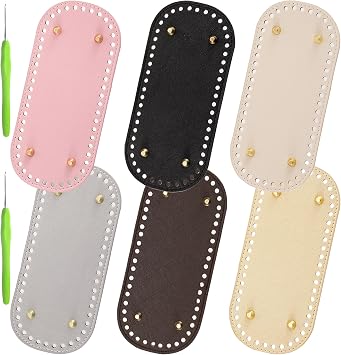 Yayatty 6 Color Purse Base for Crochet, 8.66 x 3.94 PU Leather Bag Basket Bottom Oval Base with Hole for DIY Knitting Shoulder Bag Kit Craft Making Accessories Supplies
