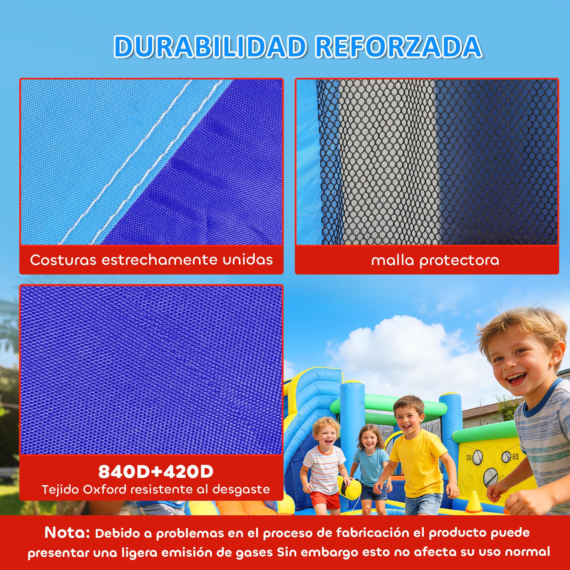 AIYAPLAY Castillo Hinchable Acuático 8 en 1 Soplador 550W Castillo Hinchable Niños con Tobogán Extralargo Seco/Mojado Zona de Salto Escalada Canasta Lanzamiento de Aros Exterior Interior 350x320x190cm