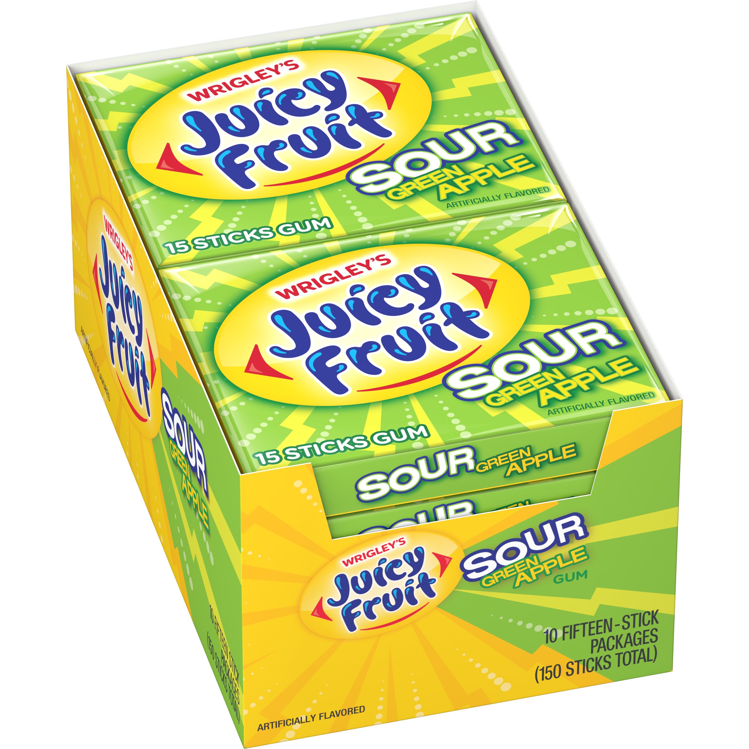 Buy Juicy Fruit Sour Green Apple Gum, 15 piece pack (10 Packs Total