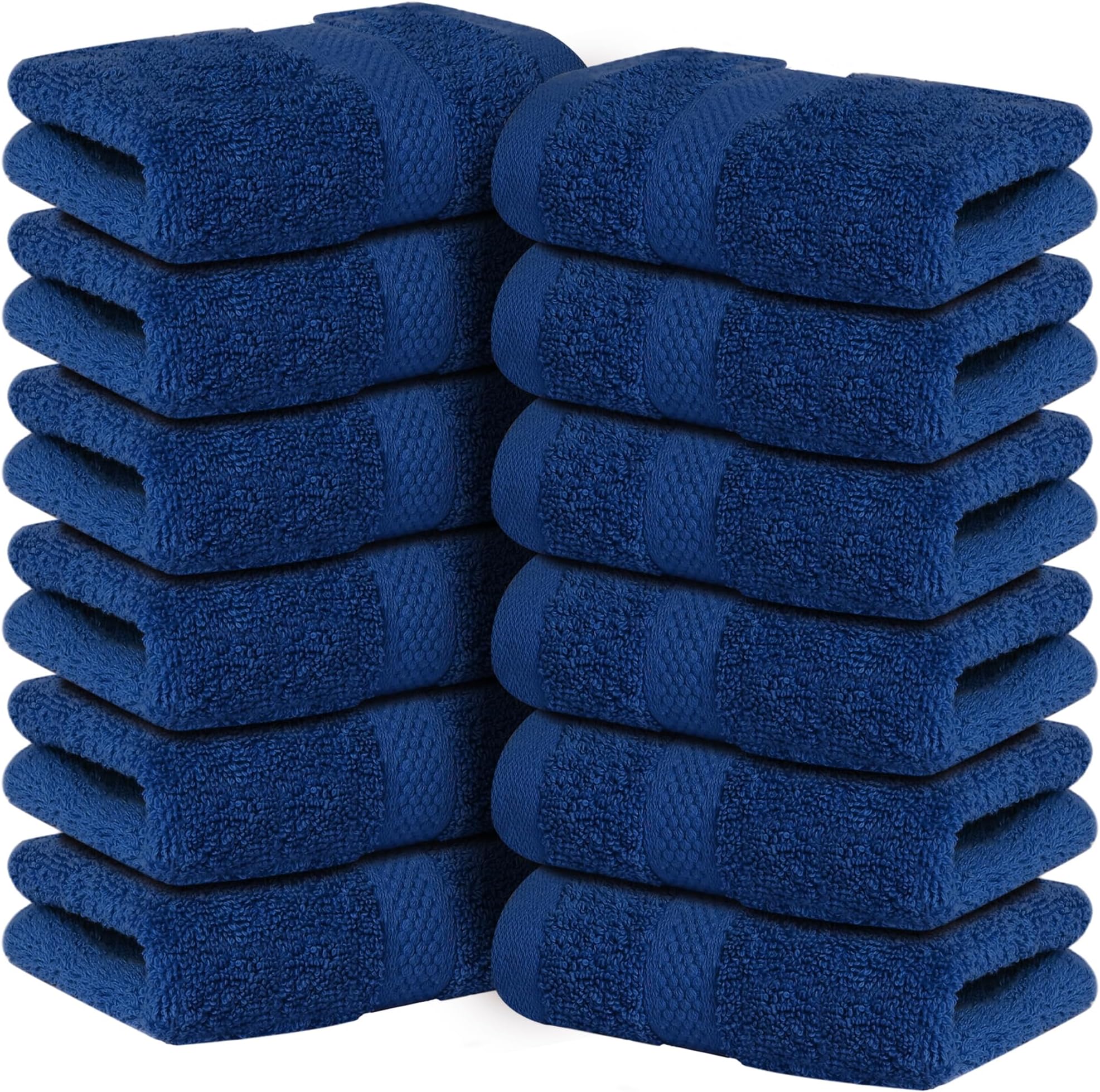 Infinitee Xclusives - 12 Pack Face Cloths |30x30 cm| 100% Cotton Wash Cloths - Ultra Soft & Highly Absorbent Fingertip Towels for Spa, Gym, Hotel & Bathroom |Tranquil Navy|
