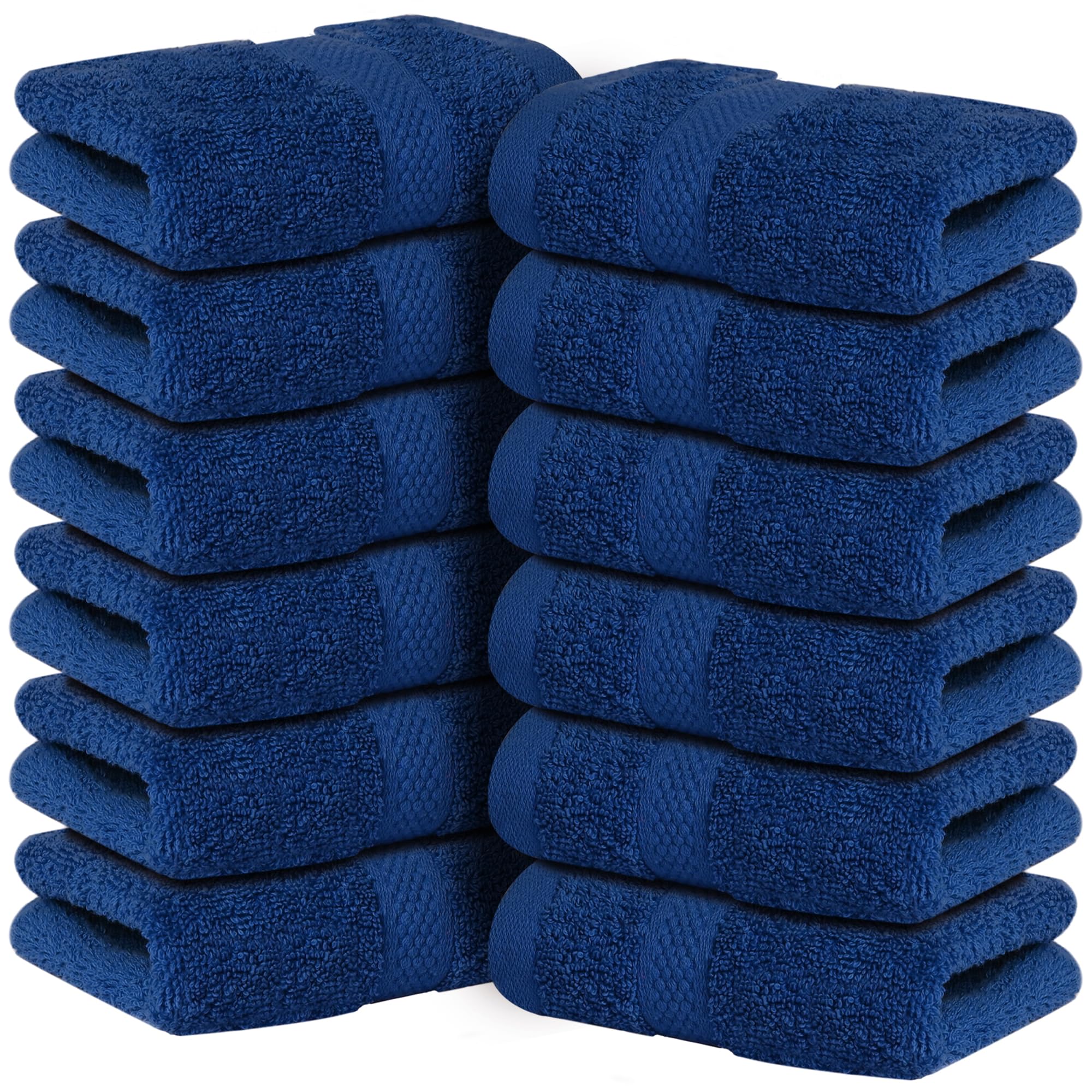 Infinitee Xclusives - 12 Pack Face Cloths |30x30 cm| 100% Cotton Wash Cloths - Ultra Soft & Highly Absorbent Fingertip Towels for Spa, Gym, Hotel & Bathroom |Tranquil Navy|