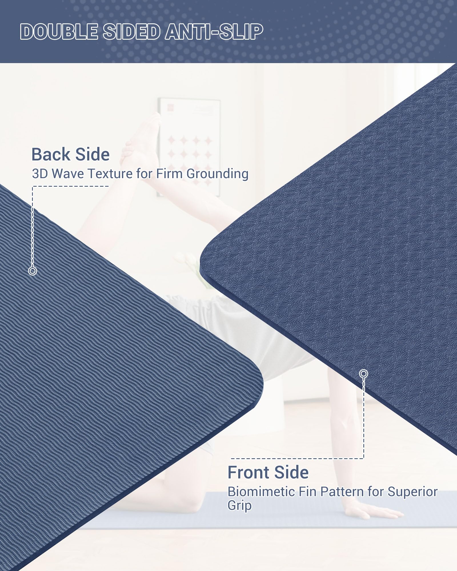 Good Nite Tappetino da ginnastica, yoga, fitness, antiscivolo, per allenamento, sport, turn, pilates, con tracolla, 183 x 61 x 0,6 cm