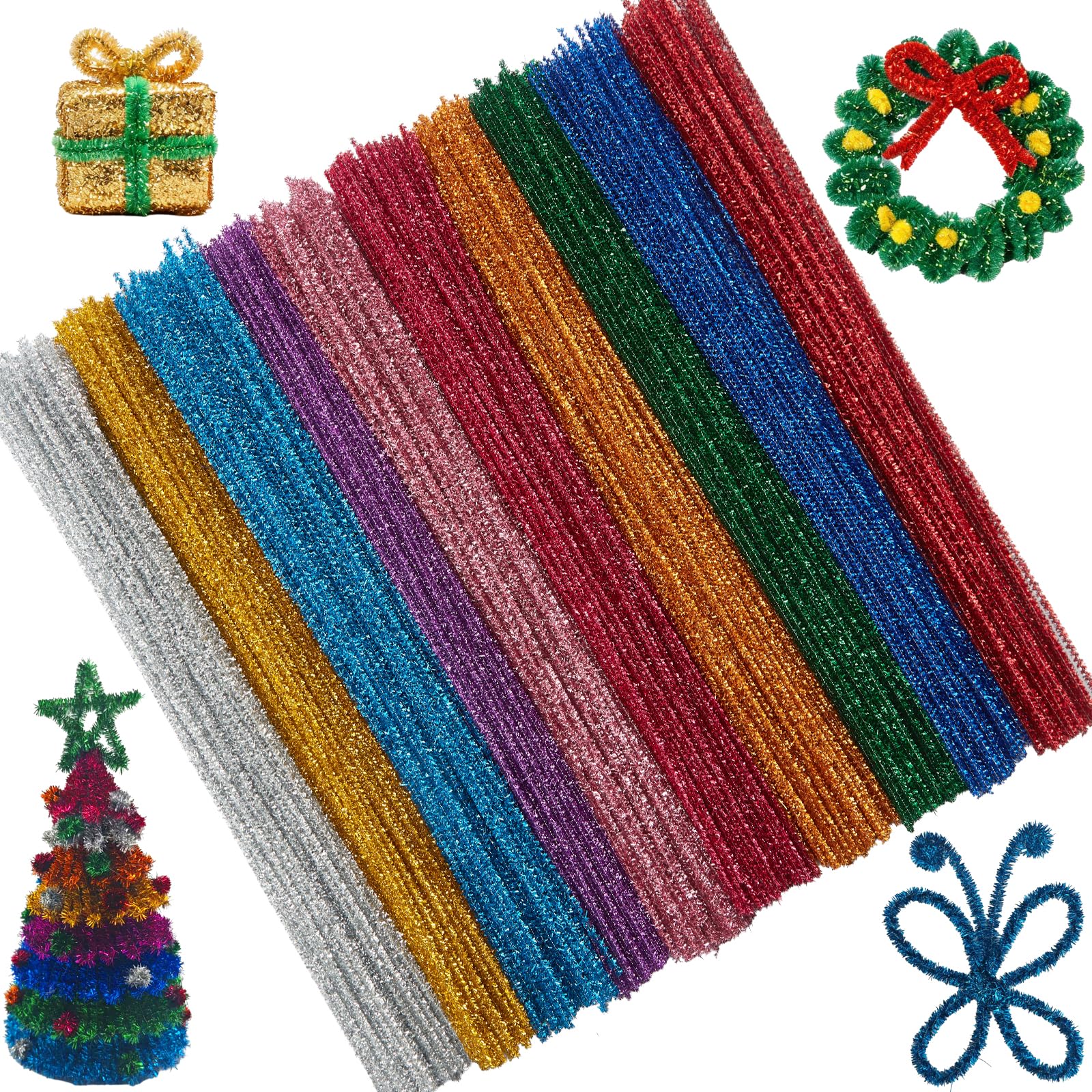 100Pcs Pipe Cleaners,10 Colors Pipe Cleaners Bulk for Crafts,Pipe Cleaner