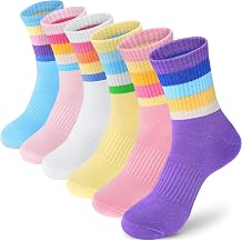ANTSANG Kids Boys Girls Athletic Cotton Socks,6 Pairs Youth Teen Crew Socks