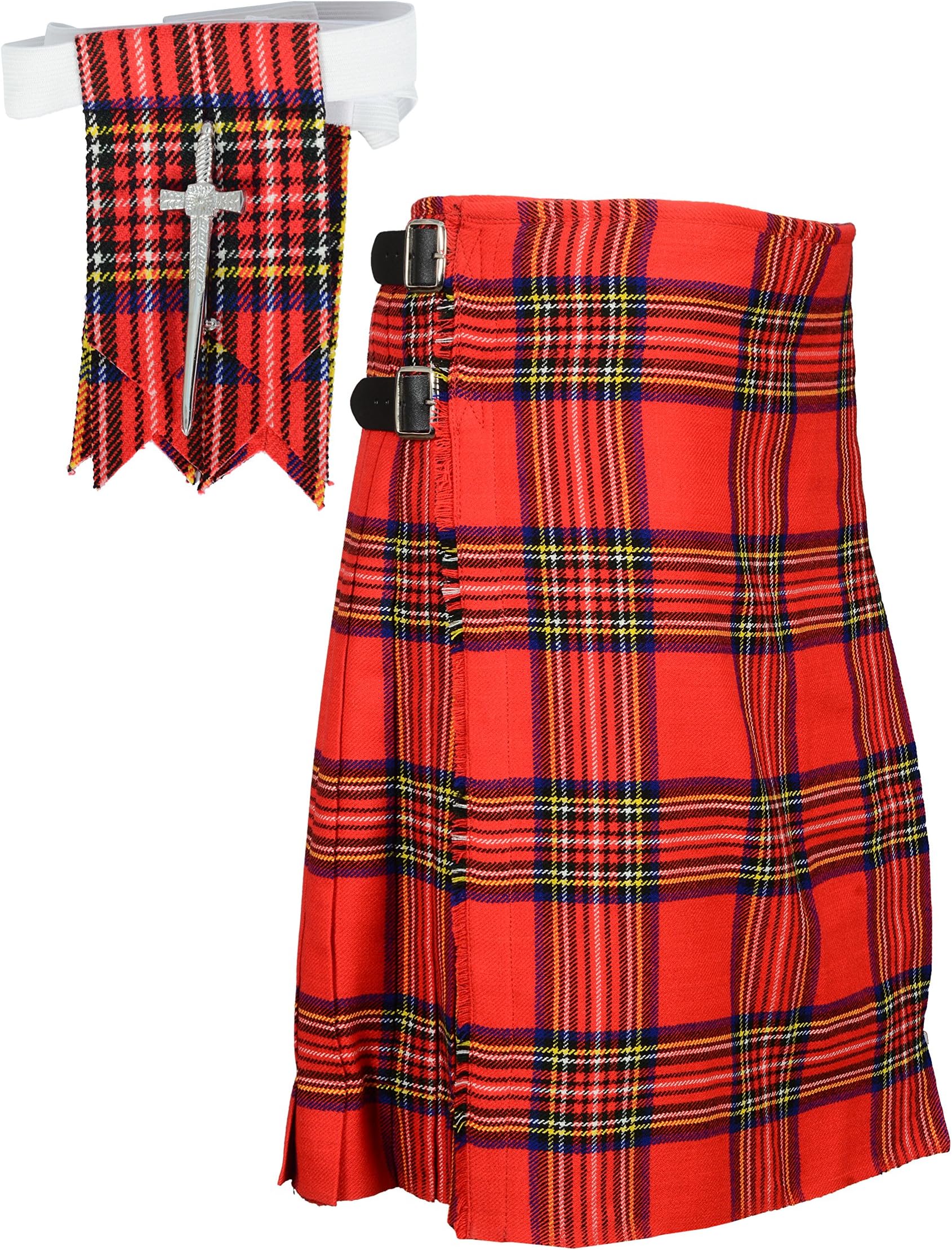 Scottish Royal Stewart Tartan Kilt FREE Flashes & Kilt Pin