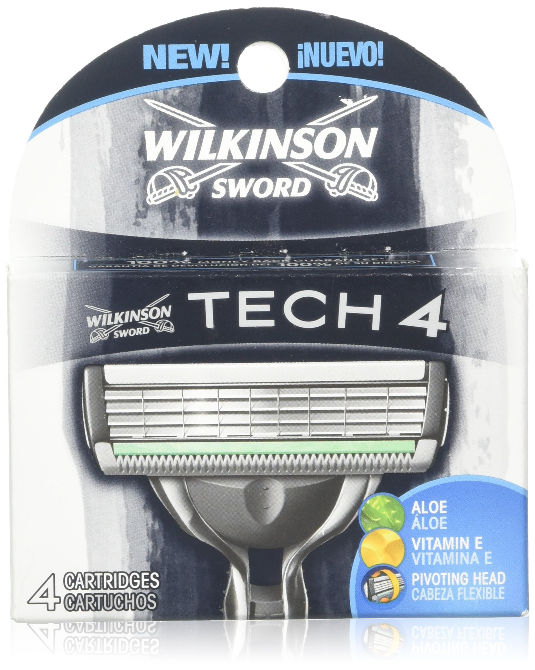 Wilkinson Sword Tech 4 Blade Refill 2-Pack. 4 Refills Per Pack. 8 Total Refills.