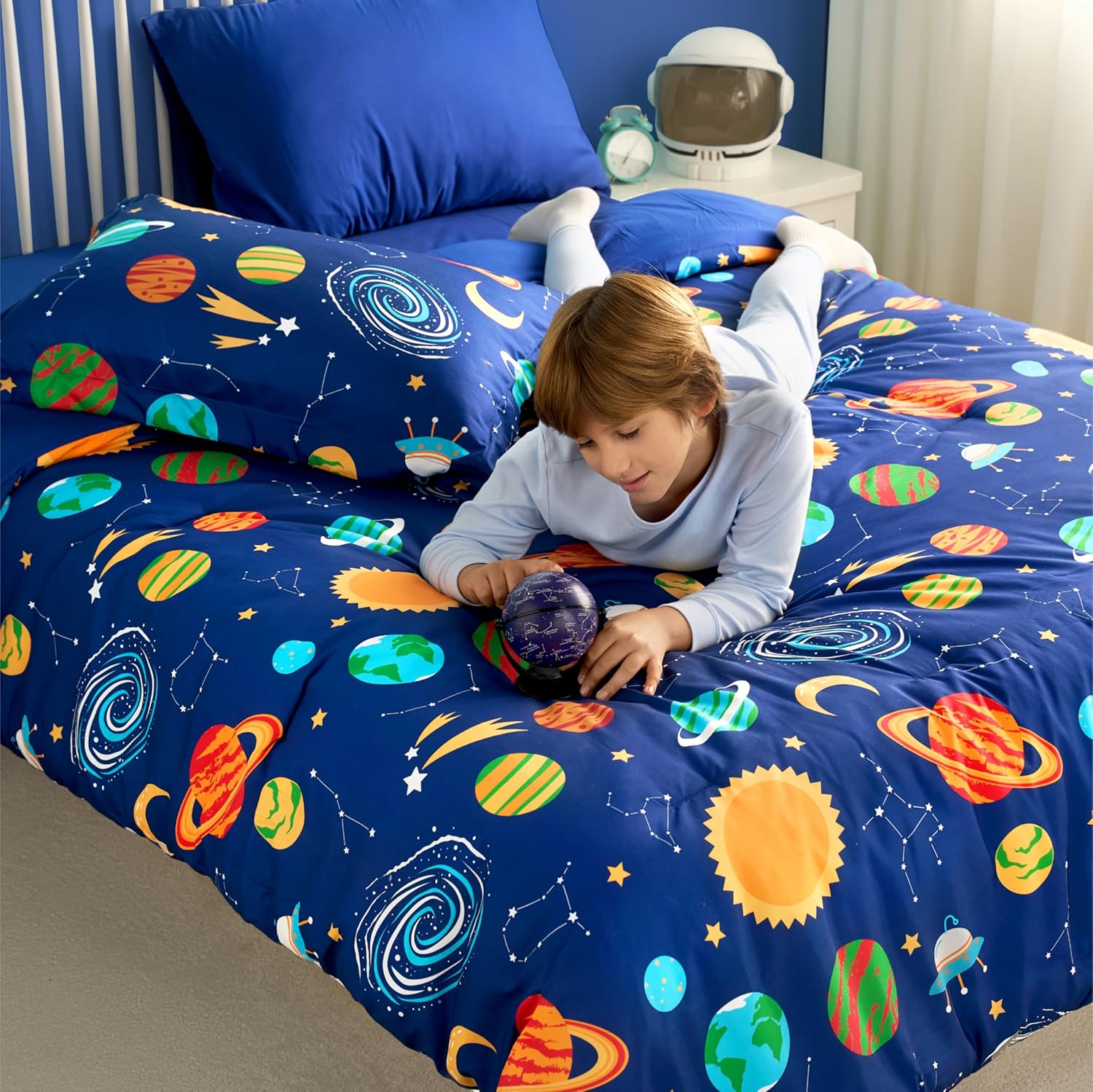 Joiedomi Kid Twin Comforter Set 5 Piece Cosmic Space Bedding Set for Boys Girls Super Soft Microfiber Bed in a Bag with Comforter Sheets Pillowcase Sham - Image 7