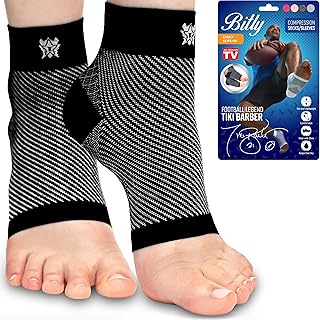 Plantar Fasciitis Socks, Compression Foot Sleeves with Arch Support for Men and Women, Black, Large