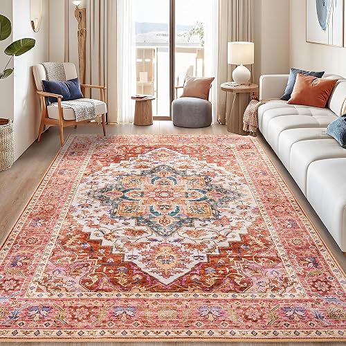 Foxmas 6x9 Orange Washable Area Rug