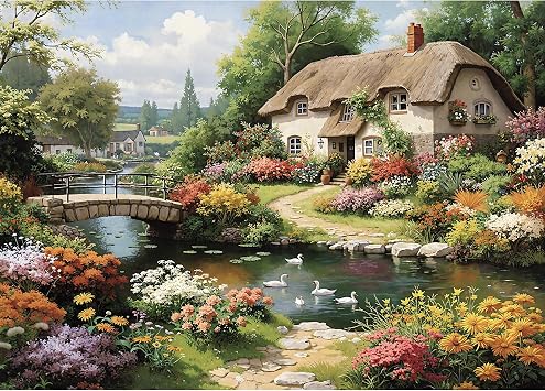 Puzzles for Adults 1000 Pieces English Countryside Cottage Puzzle