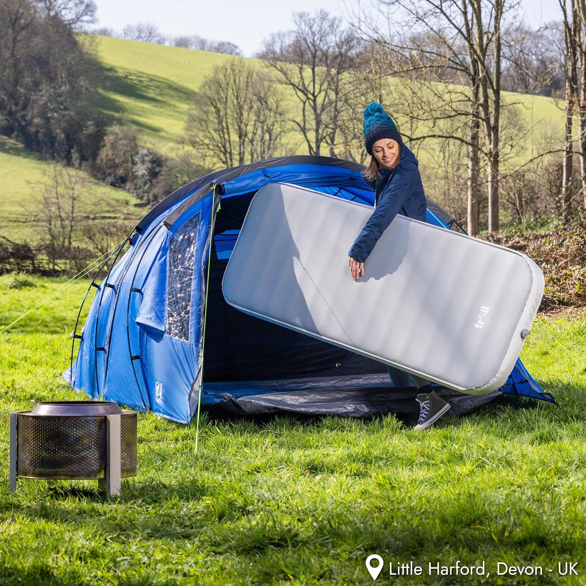 trail outdoor leisure Doppelte Camping Isomatte Selbstaufblasend Ultraleicht, Aufblasbare Isoliermatte, Memory Foam, Verstärkte Seiten, Gebürstetes Obermaterial, mit Tasche (200 cm x 70 cm x 10 cm)