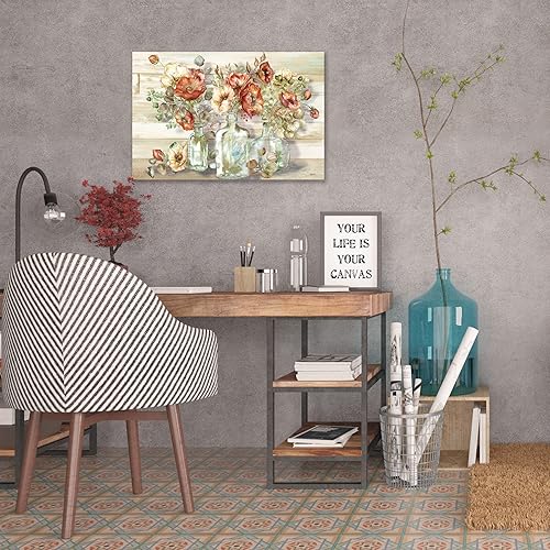 Miniatura 5 de Jaxson Rea Tre Sorelle Studios - Lienzo envuelto en galería "Poppies In Vintage Glass Bottles", 59.8 x 39.8 in