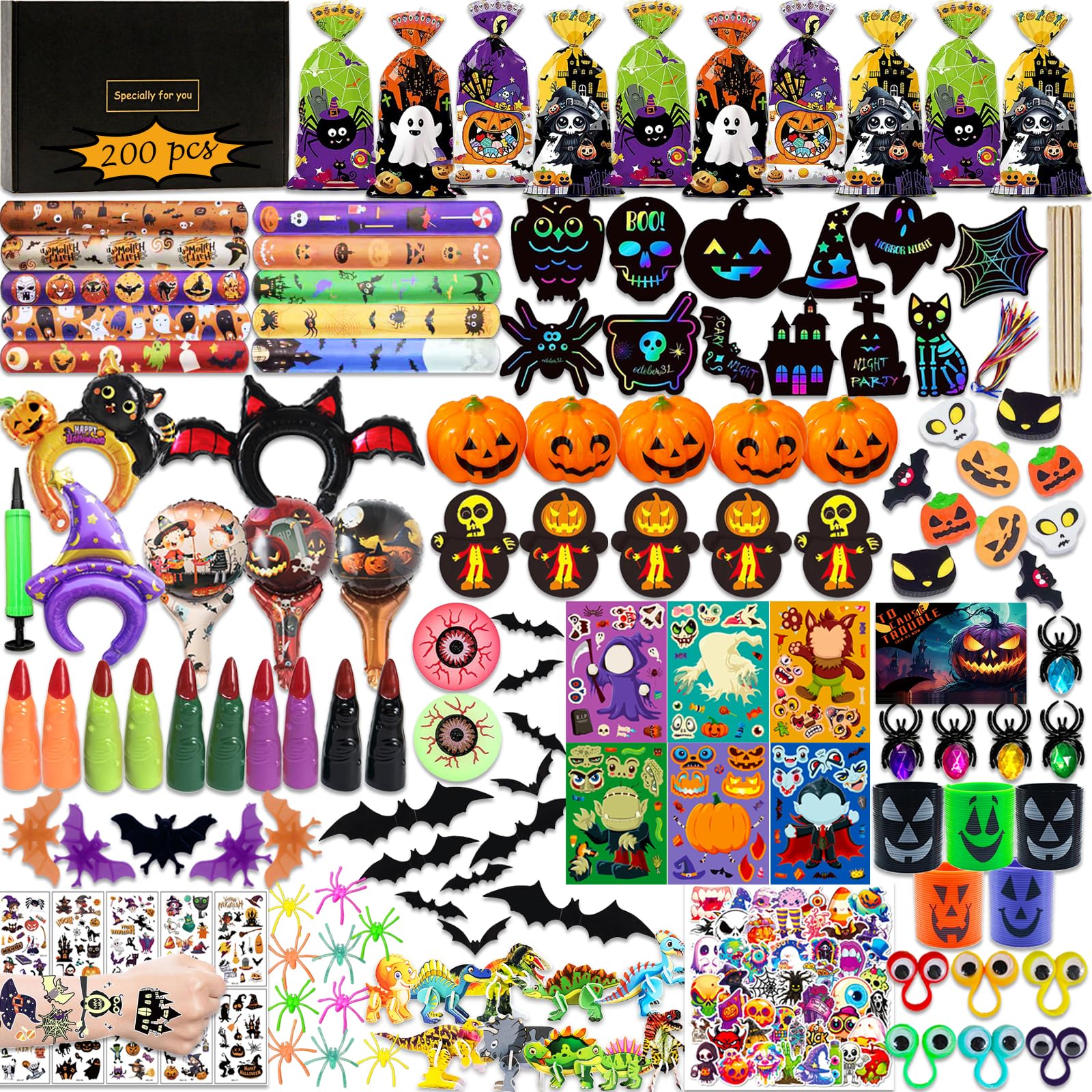 Halloween Party Bag Fillers for Kids Halloween Toys Party Favours Prizes Rewards Pinata Filler Stuff for Trick or Treat Goodie Loot Bag Fillers for Boys Girls Toy for Game Lucky Dip Prizes for Age 3+