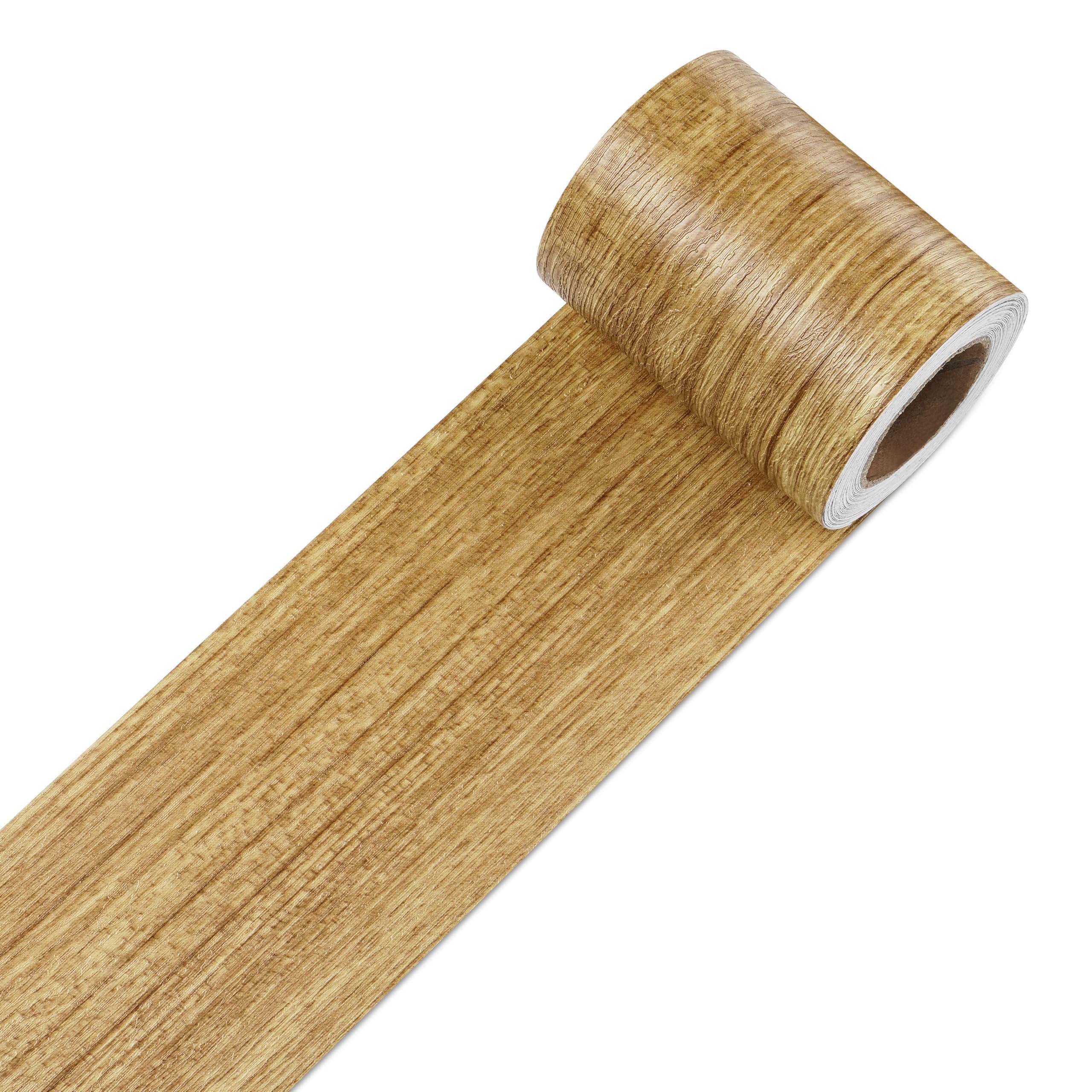 Decotalk Color de Grano de Madera Adhesivo Marrón 7.6X1500cm Papel Pintado Autoadhesivo Madera Para Pared Con Borde de Papel Pintado Impermeable Cenefa Adhesiva Con Diseño Para Marco de Espejo