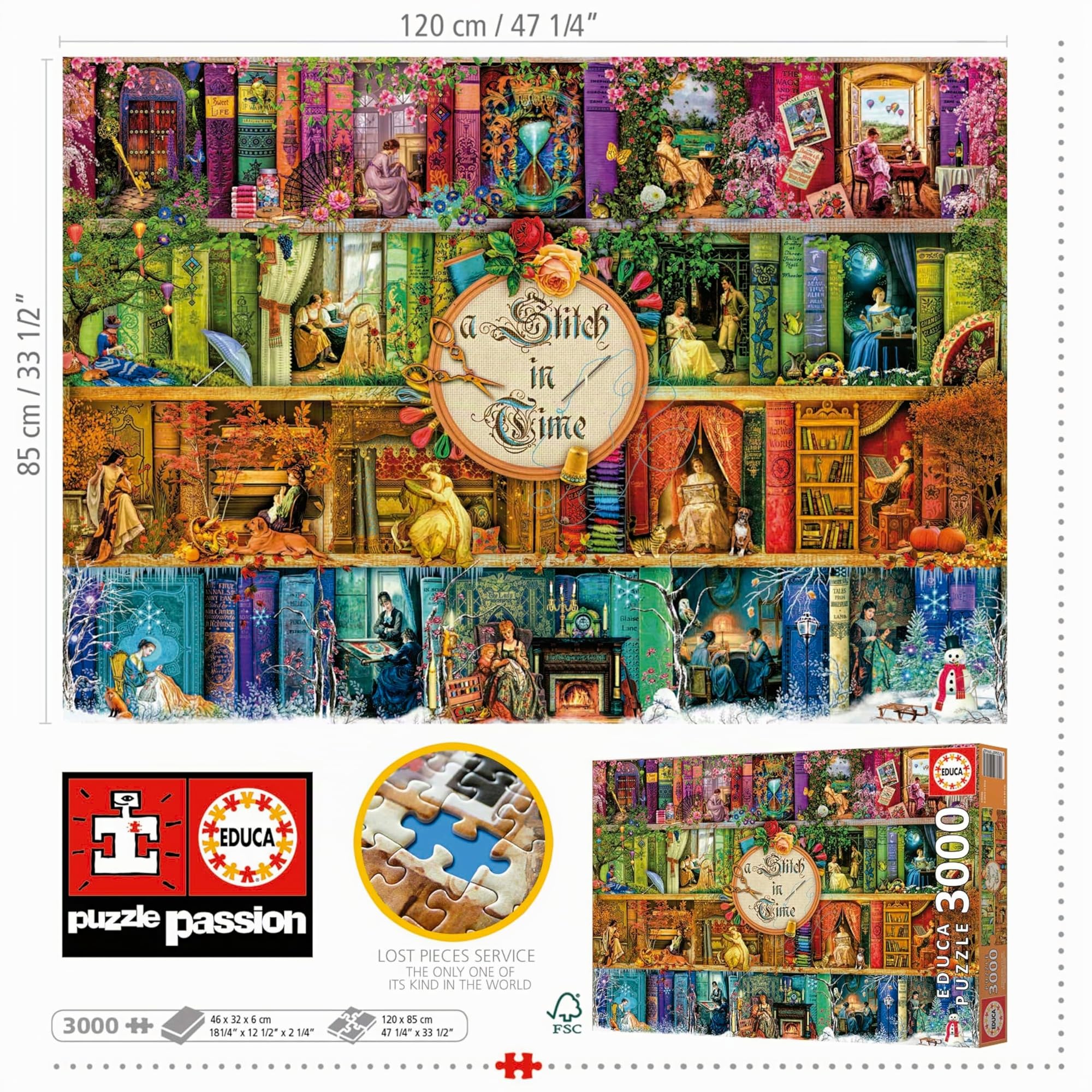 Educa - Puzzle di 3000 pezzi per adulti | Un punto nel tempo. Misura: 120 x 85 cm. Include un servizio perduto per lo stock. Da 14 anni (19946)
