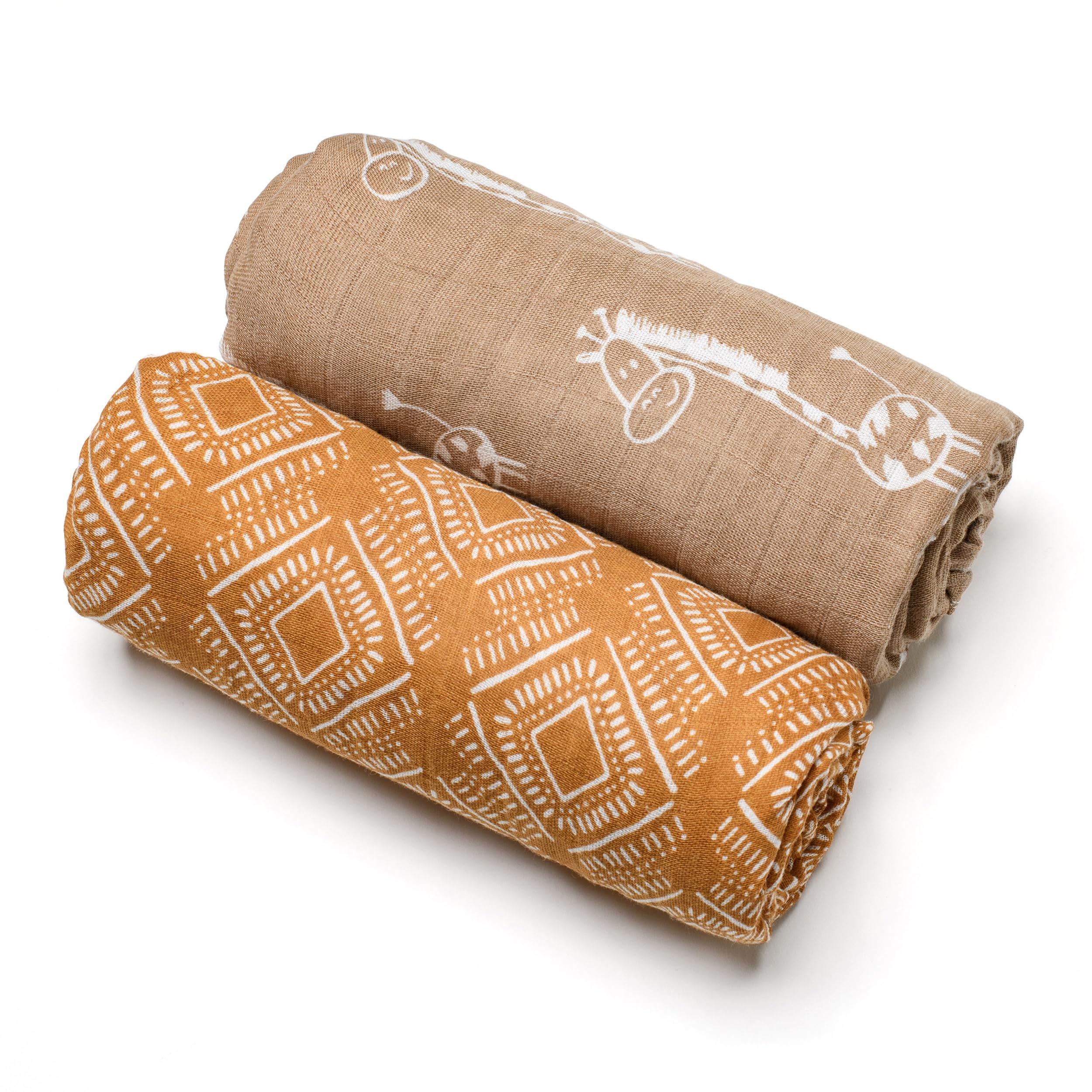 Dinka! Baby Muslin Cloths- 1 with100% Cotton &1 with 70%Cotton+ 30% Bamboo Blanket for Delicate Skin- Breathable Muslin Squares for Feeding Cleaning & Daily Care- Terra Spot- 110 x 120 cm - Image 4