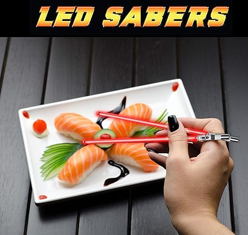 Miniatura 7 de LIGHTSABER CHOPSTICKS LIGHT UP STAR WARS LED Glowing Light Saber Chop Sticks REUSABLE Sushi Lightup Sabers-Removable Handle Dishwasher Safe-Premium