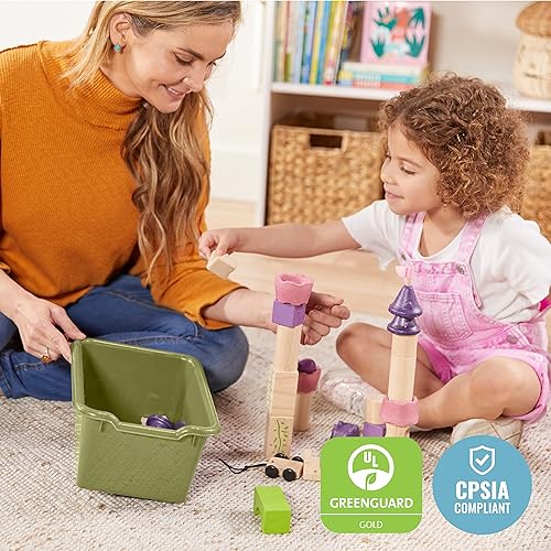 Miniatura 6 de ECR4Kids Cubo de almacenamiento frontal con cucharada, organización multiusos, color verde helecho, 15 piezas