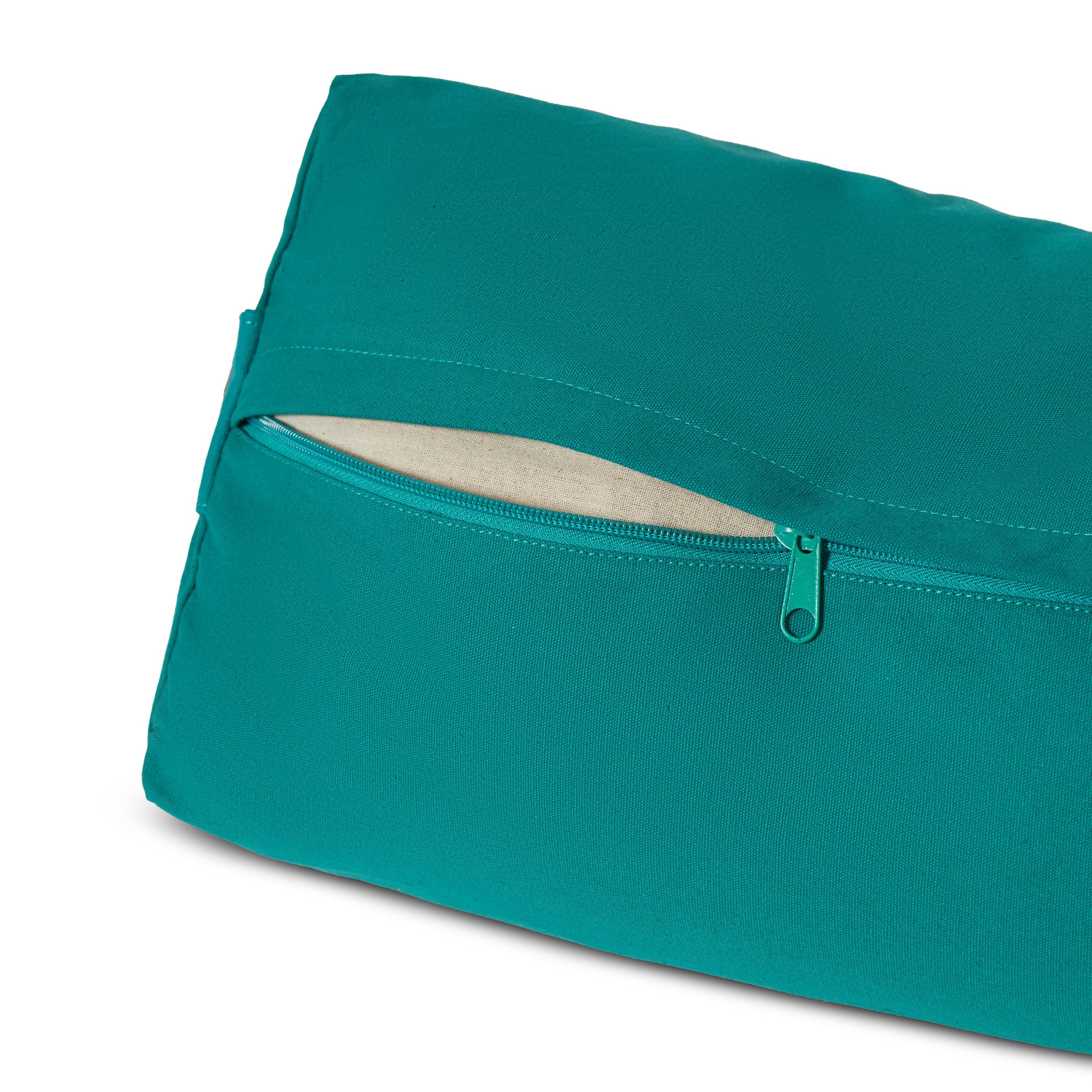 Bolster yoga angolare »Paravati« con pula di farro bio (coltivaz. biolog. controllata) / Lunghezza ca 67cm e ca. 13cm Altezza - ideale come cuscino yoga / cuscino zafu / cuscino meditazione / supporto meditazione / elevato comfort alla seduta / lavabile i
