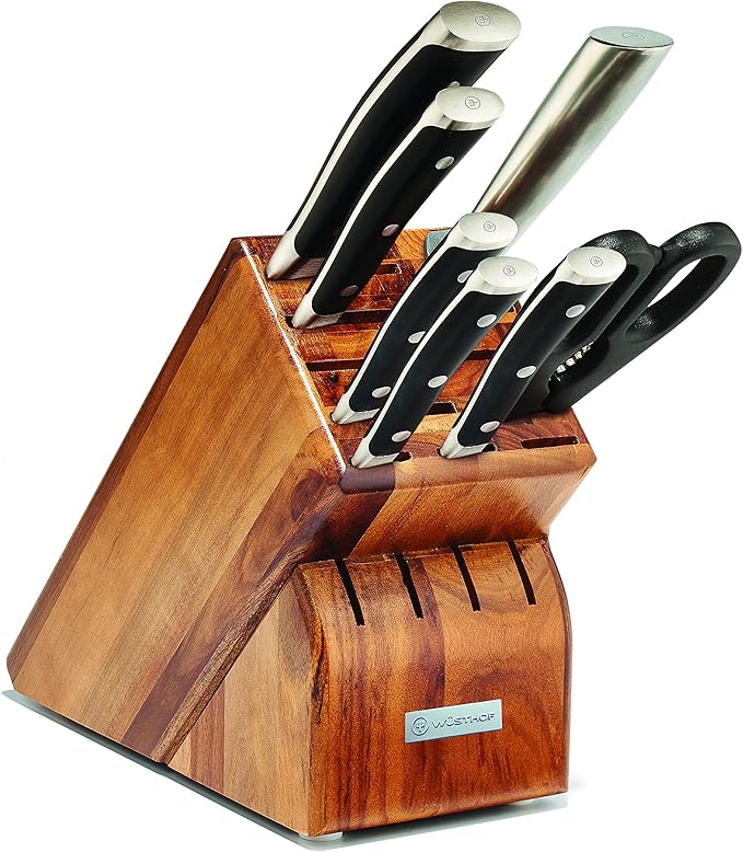 Wusthof Classic Ikon 8-piece knife block set with black handles