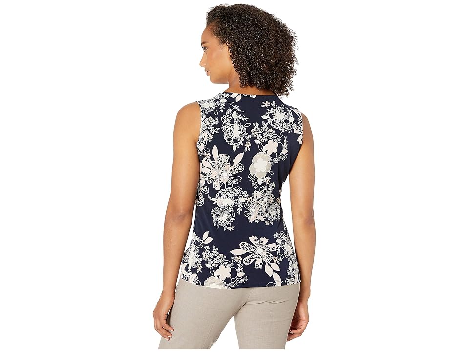 

Tommy Hilfiger Floral Grommet Sleeveless Knit Top (Midnight/Pink Sand) Women's Clothing, Multi