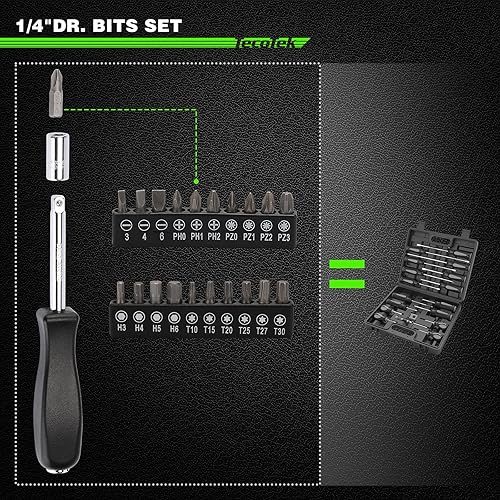 Miniatura 5 de TecoTek Juego de llaves de vaso con mango de trinquete, barra de extensión, adaptador, juego de puntas de bujía, CR-V, métricoSAE, profundopoco