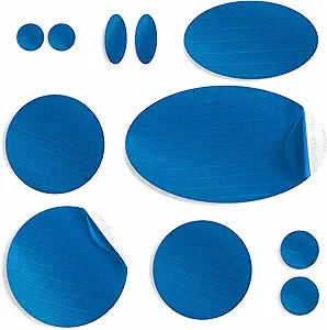 aZengear Repair Patches for Jackets, Tent, Shoe Toe, Air Mattress, Inflatables, PVC Gear - Waterproof, Self-Adhesive, Tear-Cold-Heat-Resistant, Down Puffer Coat (11 Pieces, Blue)