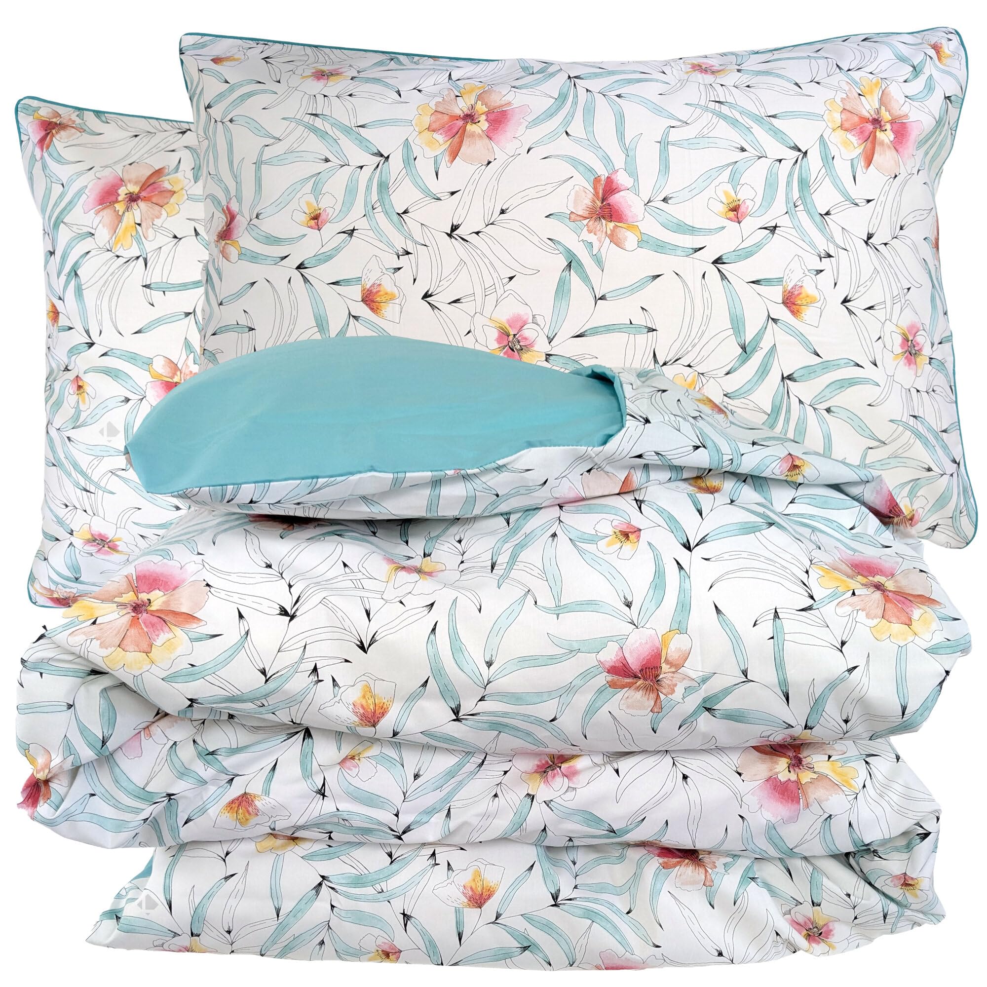 Percale de coton de qualité supérieure : parure Roxane multicolore 140x200 cm d'exception