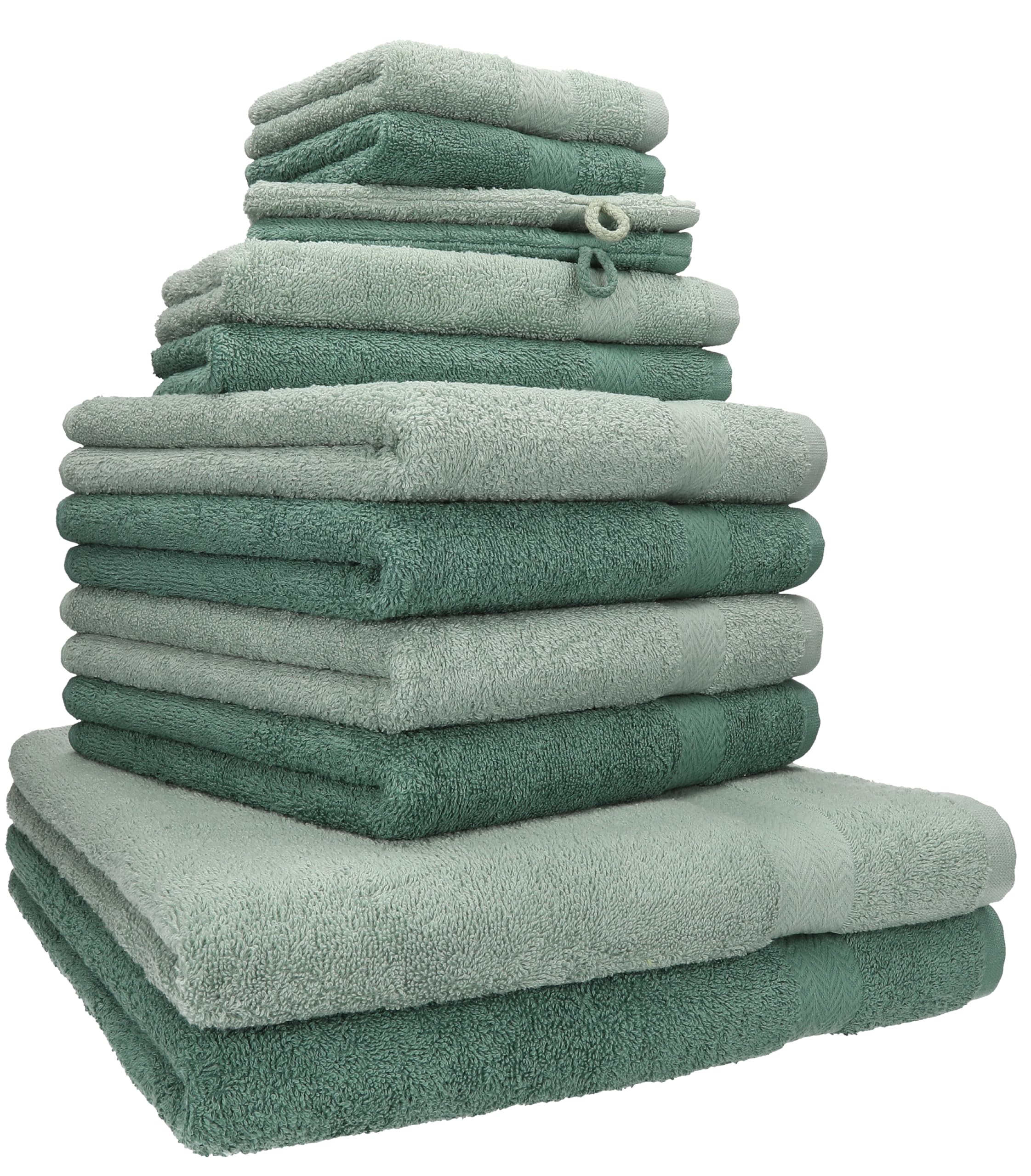 Betz Premium Handtuch-Set 12-teilig 100% Baumwolle Oeko-TEX Zertifiziert 470 g/m² heugrün tannengrün