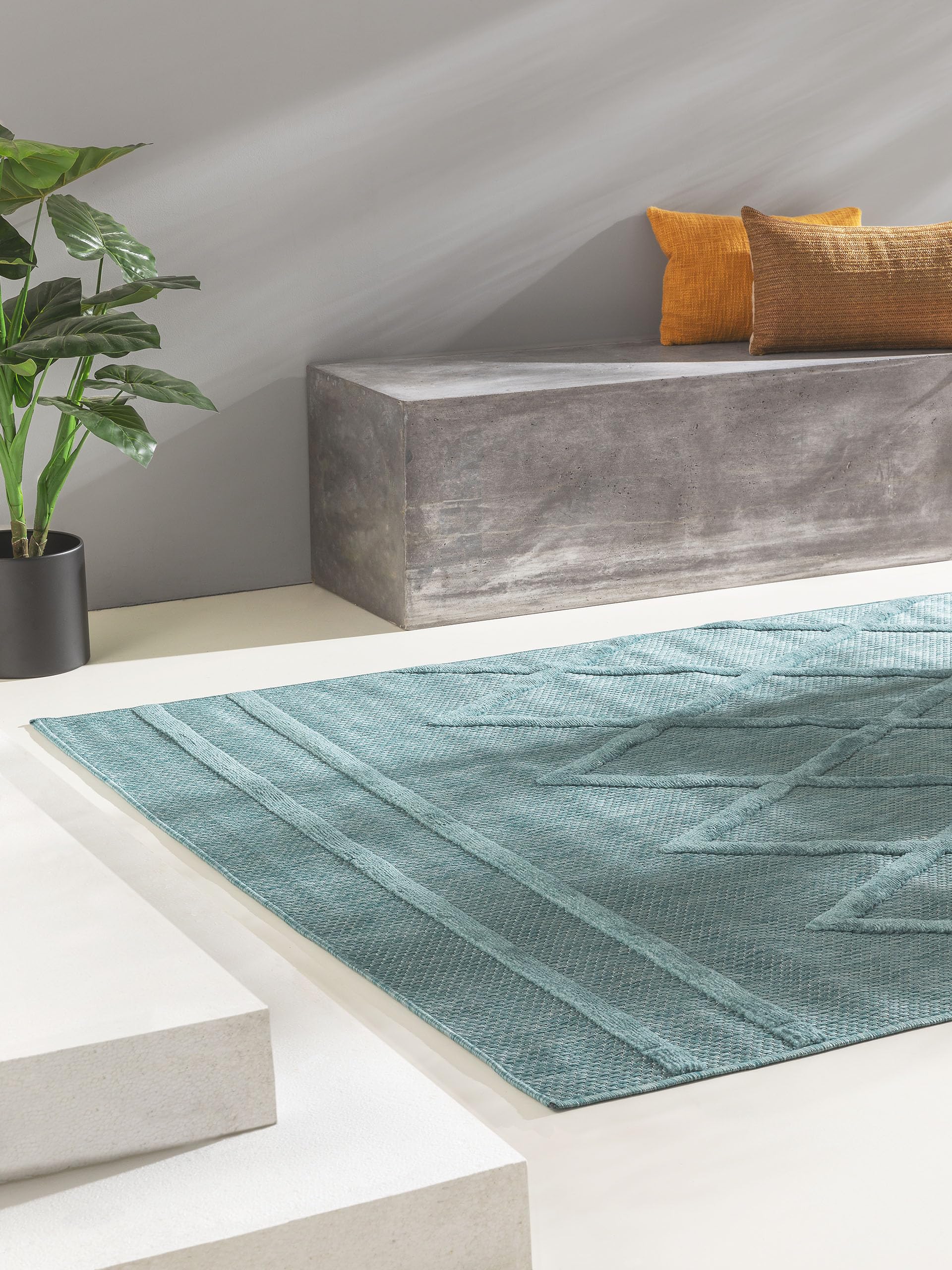 benuta Nest Bonte Vloerkleed, kunstvezel, geschikt voor buiten, rechthoekig, onderhoudsvriendelijk, voor eetkamer, keuken, outdoor/terras, geel, 160 x 230 cm